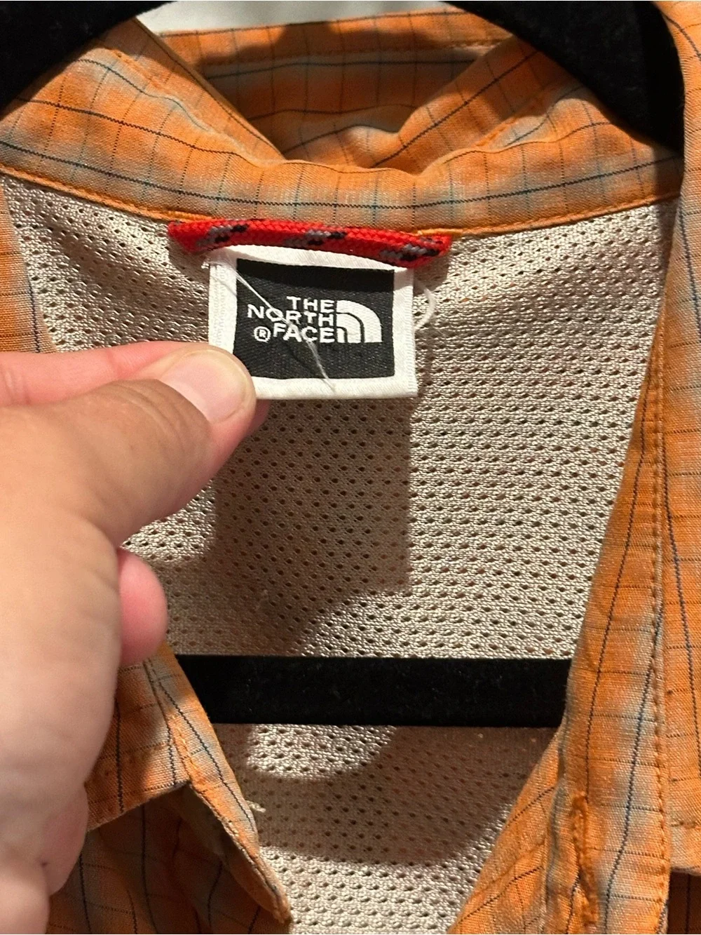The North Face Orange Plaid Short-Sleeve Button-Up Shirt